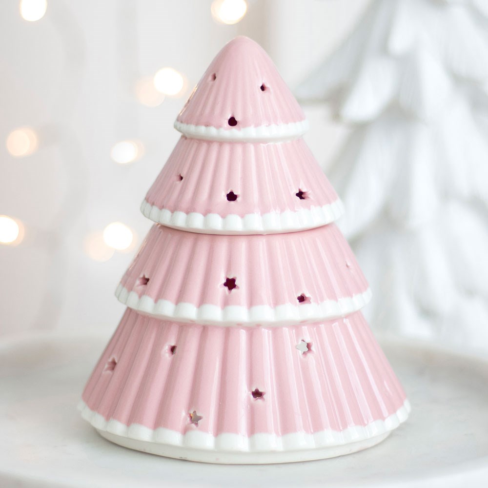 Brûle parfum pour fondants parfumés - sapin de Noël rose