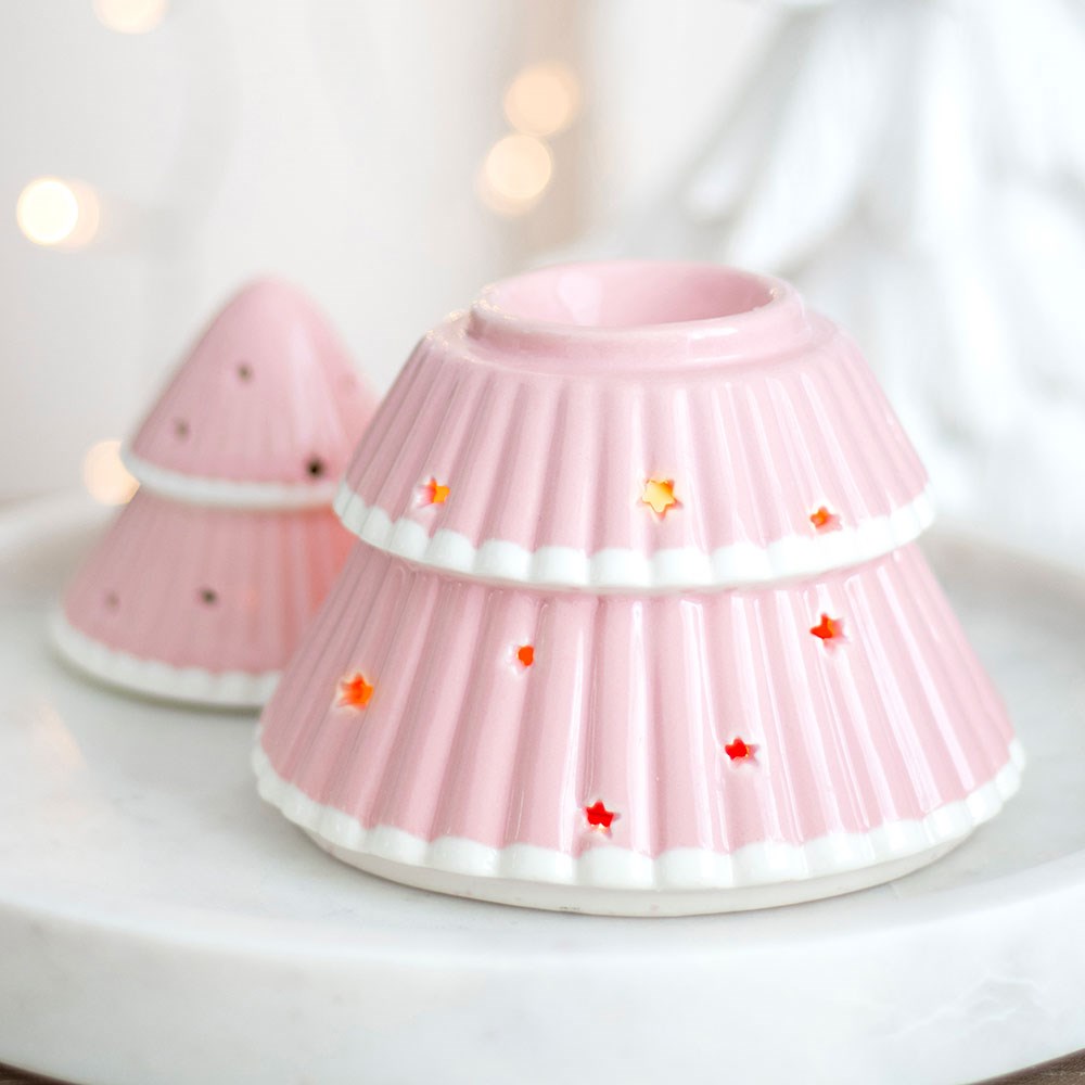 Brûle parfum pour fondants parfumés - sapin de Noël rose – Image 2