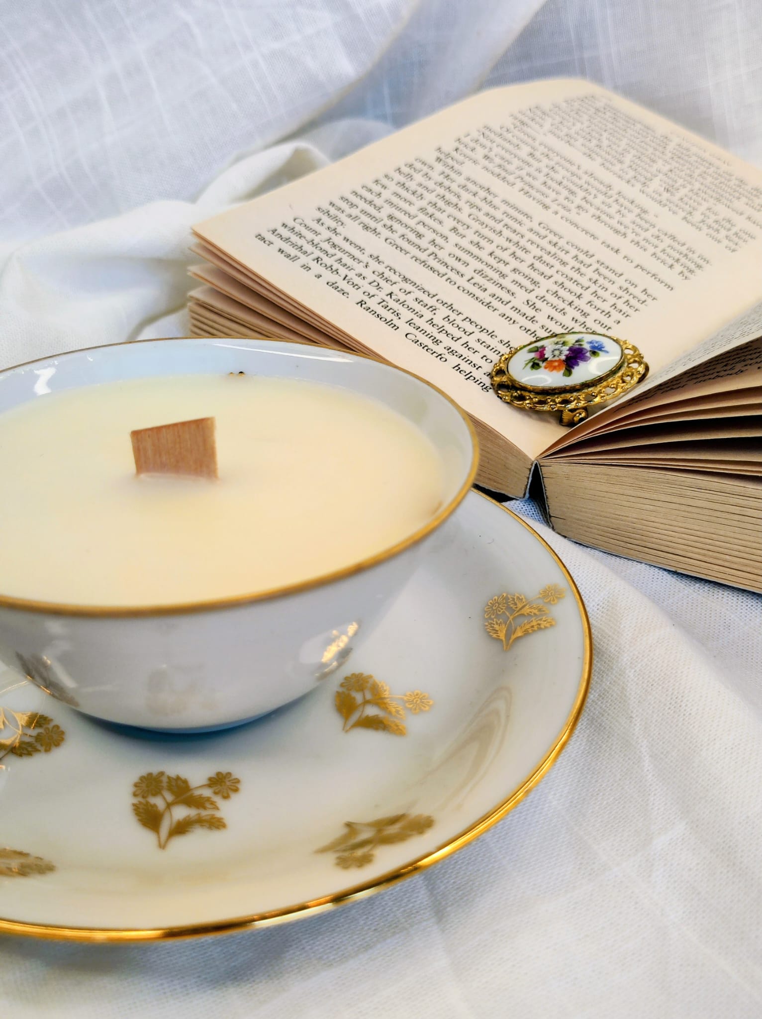 Bougie tarte au citron meringuée tasse ancienne vintage – Image 3