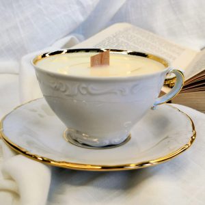 Bougie tarte au citron meringuée tasse ancienne vintage