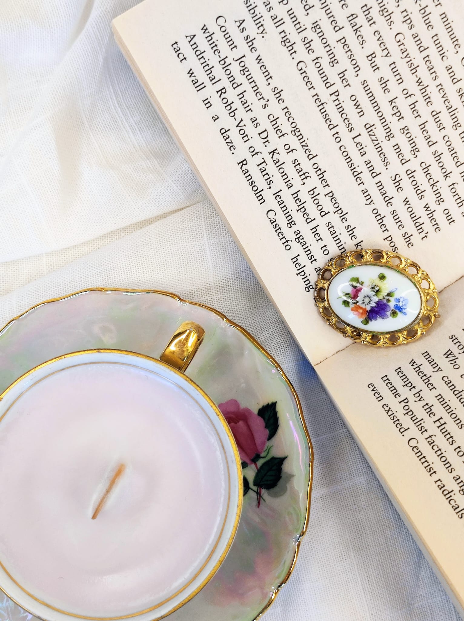 Bougie violette tasse ancienne vintage – Image 2