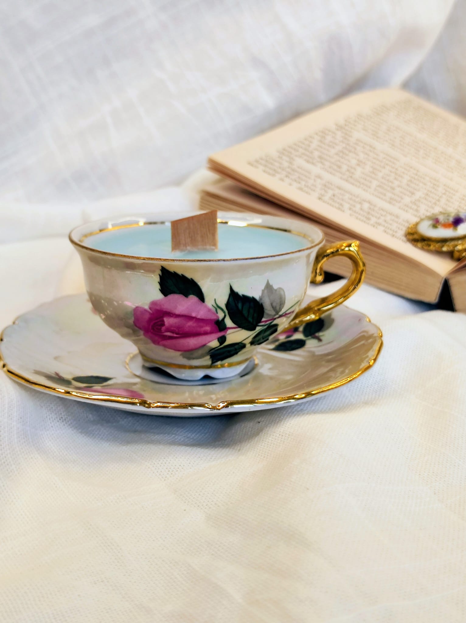 Bougie muffin aux myrtilles tasse ancienne vintage – Image 2