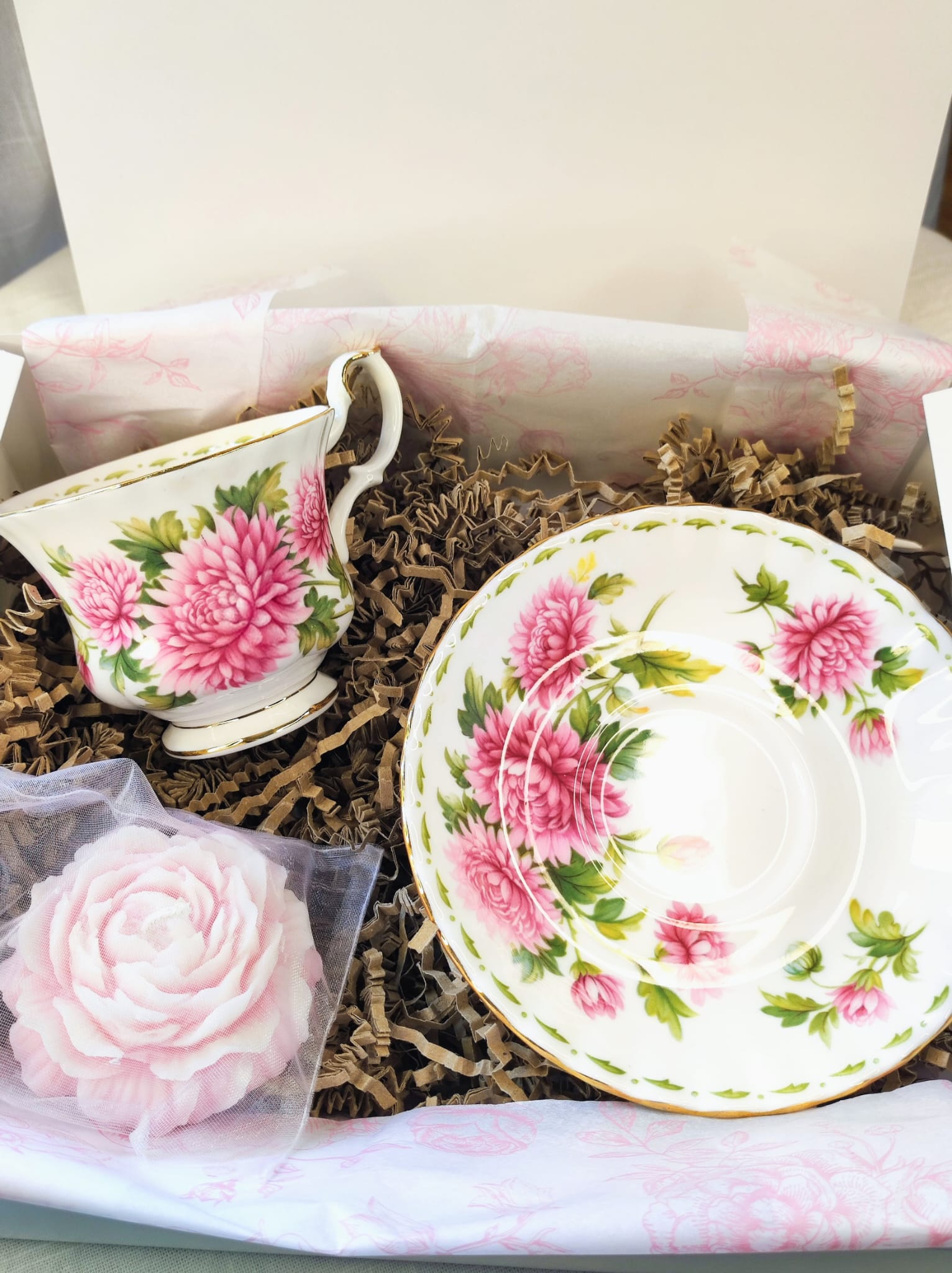 Bougie rose jasmin tasse ancienne vintage ROYAL ALBERT – Image 6