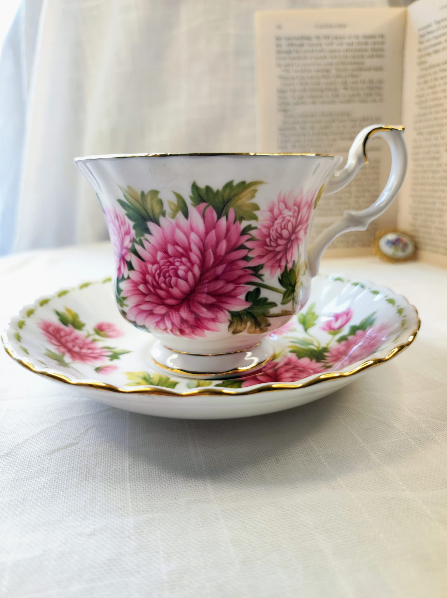 Bougie rose jasmin tasse ancienne vintage ROYAL ALBERT – Image 2